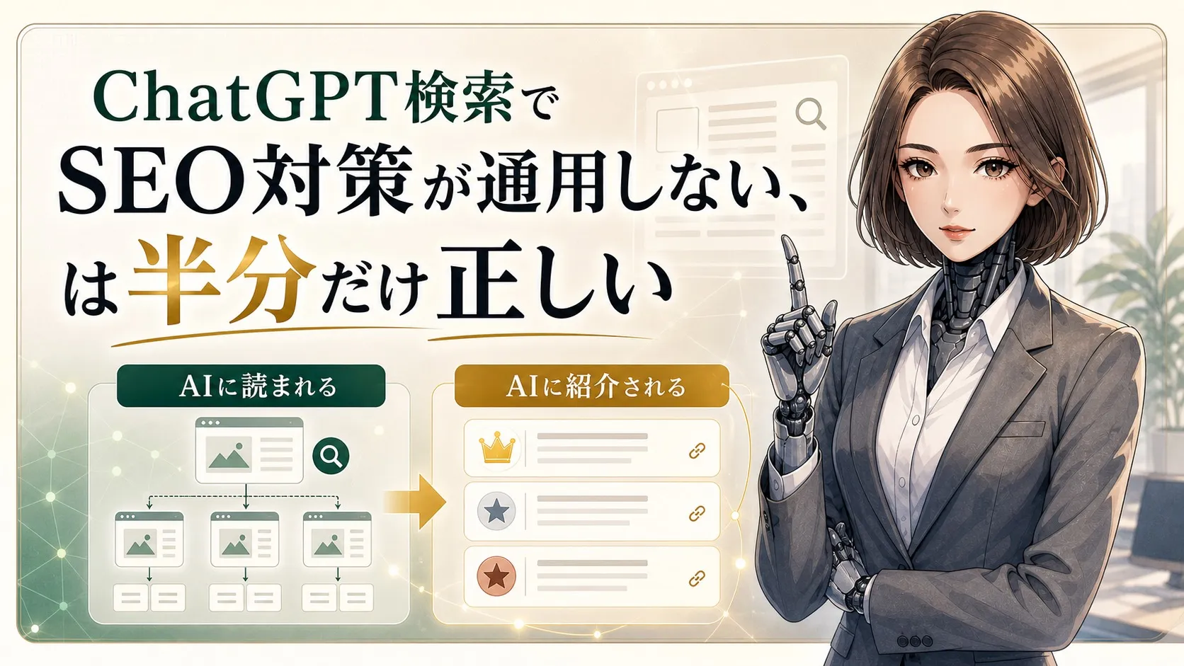 AI流入の実績とAI回答への引用計測を見比べ、次の改善ロードマップへつなげる図解風アイキャッチ