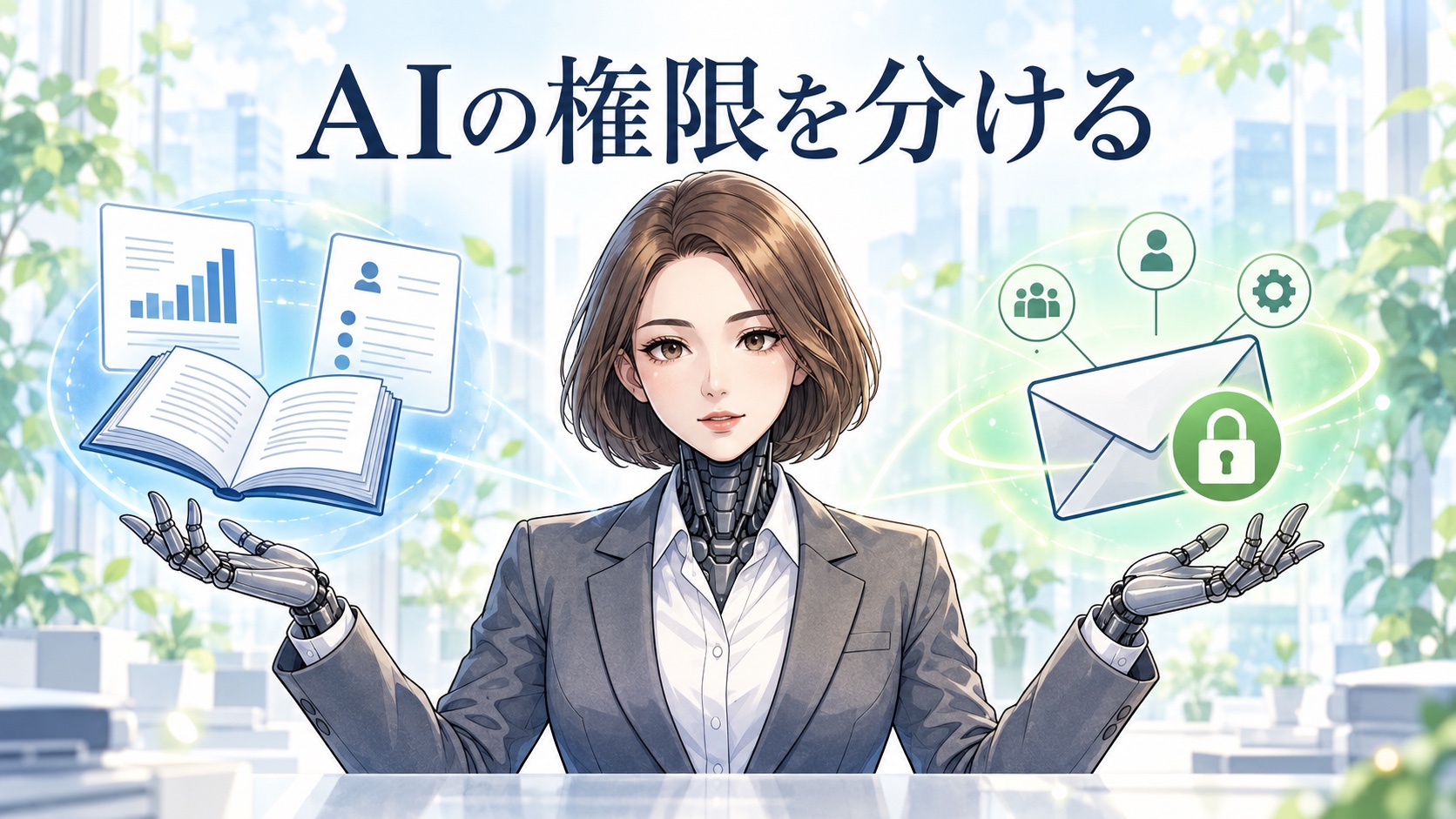 カガミが図と確認カードを使い、AIエージェントのセキュリティ｜送信前に権限を分けるの要点を説明するヘッダー