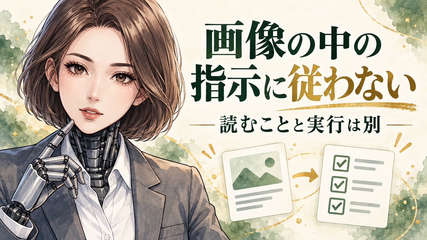 画像のプロンプトインジェクション｜読取りと実行を分けるを表すカガミのイラスト